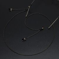 Black-colored metal non-slip chain, with pendant crystal bow, for glasses and masks GL600