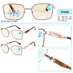 Ready-made metal frame glasses Vizzini V7030, block blue light, plastic lens, diopters +0.75 to +4.00 (step 0.25)