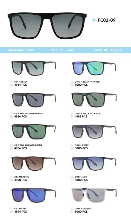 Plastic TR90 frame polarized sunglasses FC02-09