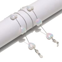 Metal non-slip chain silver, with pearl heart, for glasses and masks GS062