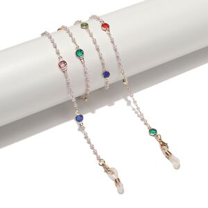 Металлическая нескользящая цепочка золотого цвета, с цветными стекляными бусинами и жемчугом, для очков и масок GL1542