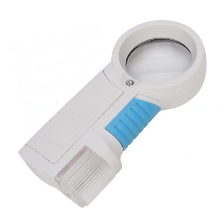 Лупа с универсальной подсветкой, увеличительное стекло с ручкой 7011-XX, диаметр 38 мм, увеличение: 12Х