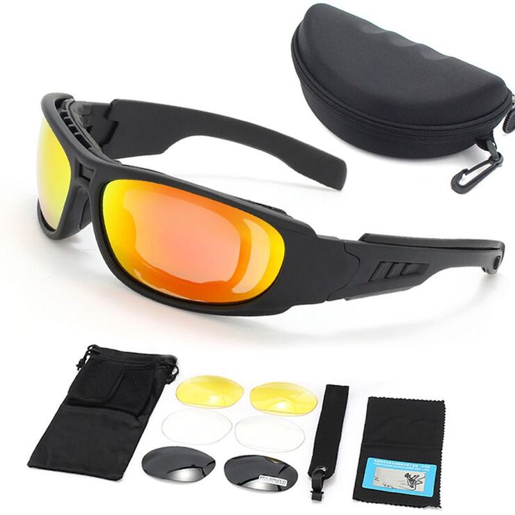 Safety shockproof tactical goggles +3 caps C6