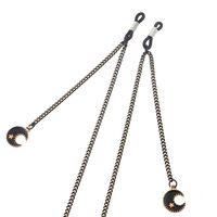 Black-colored metal non-slip chain, with moon, for glasses and masks GL291