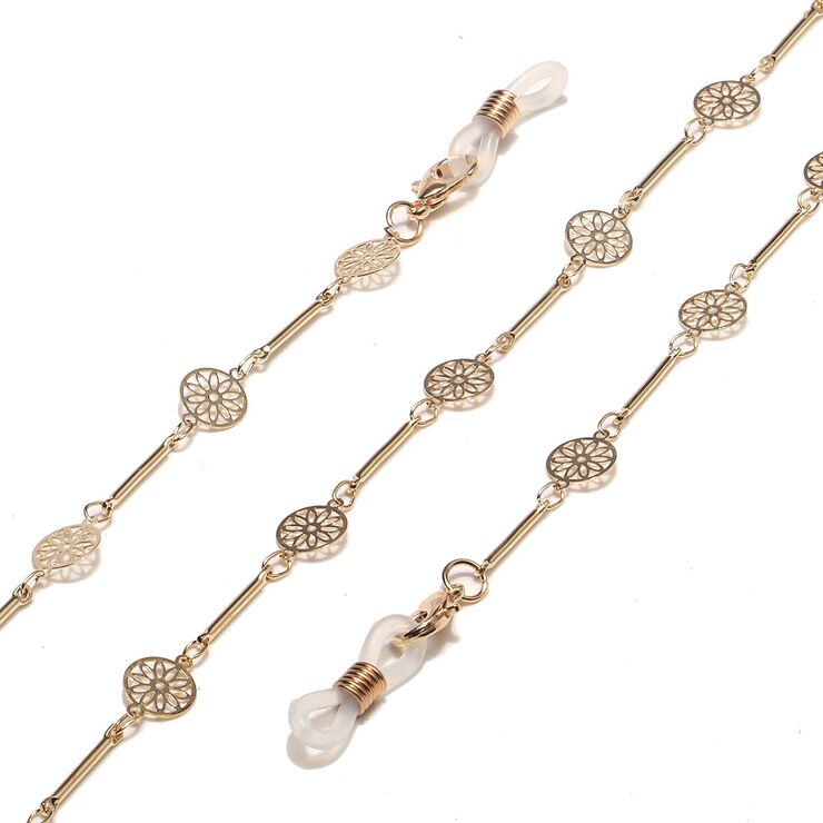 Металлическая нескользящая цепочка золотого цвета, с полыми кругами, для очков и масок GL1465