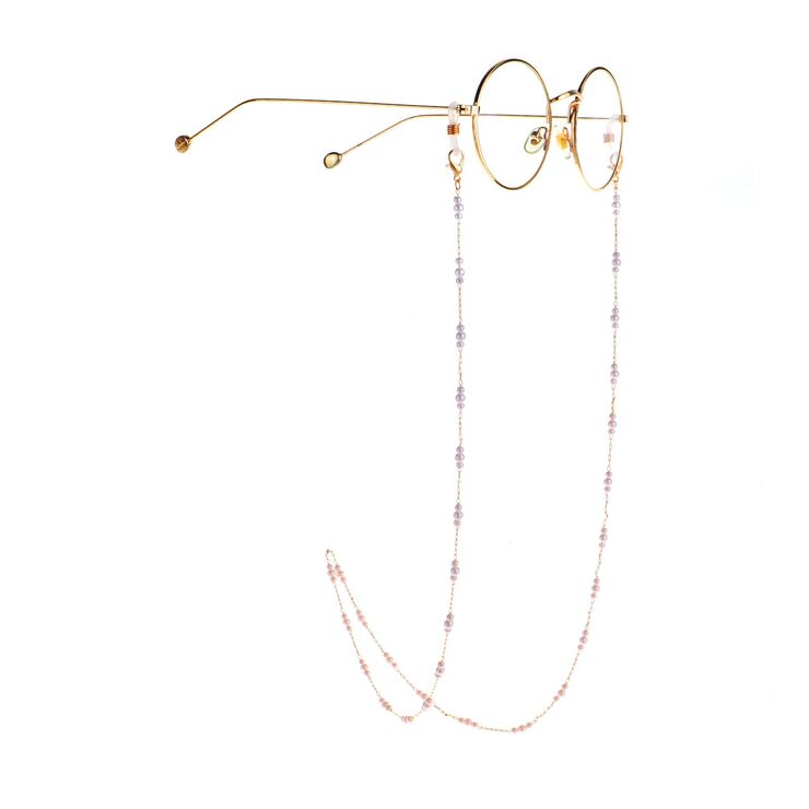 Gold-colored metal non-slip chain, with large and small pearl, for glasses and masks GL975