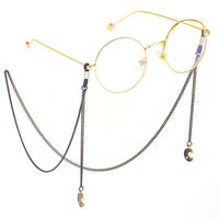 Black-colored metal non-slip chain, with moon, for glasses and masks GL291