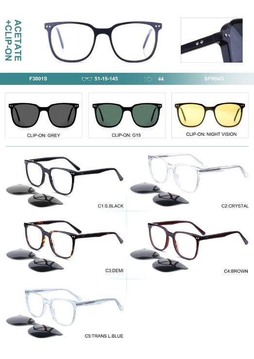 Оправа пластиковая из материала ацетат, с флексом + насадка солнцезащитная (клипон) Big City F3001S