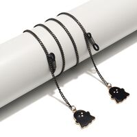 Металлическая нескользящая цепочка черного цвета, с подвеской черный ангел-призрак, для очков и масок GL1515