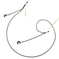 Black-colored metal non-slip chain, with moon, for glasses and masks GL291