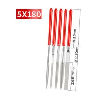 Electroplated diamond files, silver with red handles, set of 5 pieces