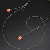 Gold-colored metal non-slip chain, with pendant strawberry, for glasses and masks GL565