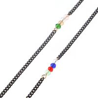 Black-colored metal non-slip chain, with colorful crystal, for glasses and masks GL092