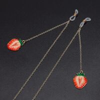 Gold-colored metal non-slip chain, with pendant strawberry, for glasses and masks GL565