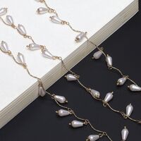 Metal non-slip chain gold, with pearl, for glasses and masks GL682