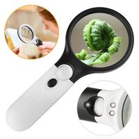 Magnifier with universal backlight and compass, magnifying glass with handle 6902AB-XX, diameter 75 mm, magnification: 3Х, 45Х