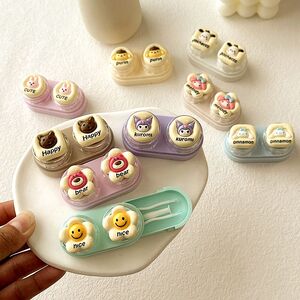 Mini soft contact lens kit retractable W-CT18圆方花包卡通