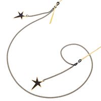 Black-colored metal non-slip chain, with pendant star, for glasses and masks GL405