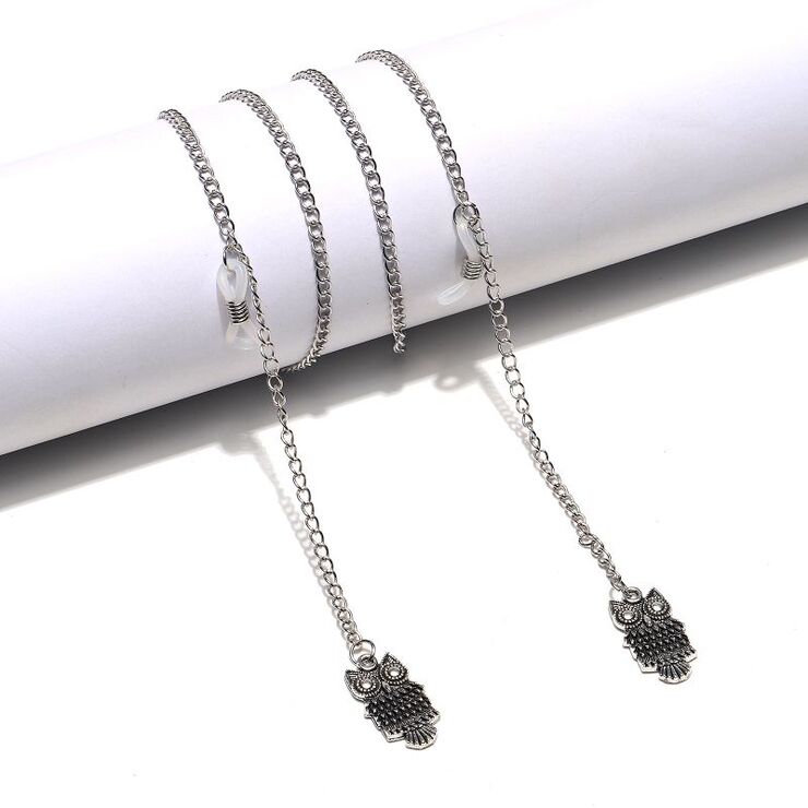 Металлическая нескользящая цепочка серебряного цвета, с подвеской в виде совы, для очков и масок GL1300