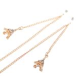 Металлическая нескользящая цепочка, золотого цвета, с подвеской эйфелева башня со стразами, для очков и масок GL007