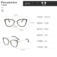 Combined frame (metal + TR90) or glasses with blue light protection, with spring hinges FA87114