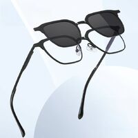 Оправа металлическая с защитой от синего света + 2 магнитные солнцезащитные насадки (клипон) 7024-GT