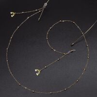 Gold-colored metal non-slip chain, with pendant rainbow and beads, for glasses and masks GL574