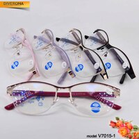 Готовые очки с линзами Blu Block женские металлические с флексами Vizzini V7015-1 диоптрии до+4.50 / -4,00