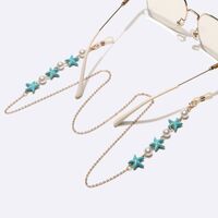 Металлическая нескользящая цепочка золотого цвета, с морскими звездами и жемчугом, для очков и масок GL1739