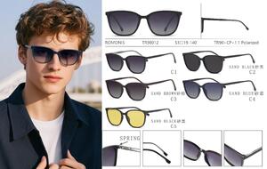 Polarized TR90+CP sunglasses with spring hinges for men Romonis TR98012-R