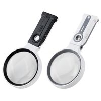 Складная лупа с универсальной подсветкой, увеличительное стекло с ручкой 7068A-XX, диаметр 90 мм, увеличение: 5Х, 25Х