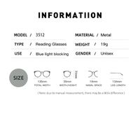 Очки металлические безободковые для чтения 3512 с защитой Blue ray cut, от +1.00 до +4.00, РМЦ=62-64