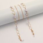 Металлическая нескользящая цепочка золотого цвета, с жемчужными и металлическими кругами, для очков и масок GL1867