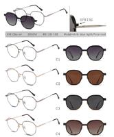 Оправа для очков металлическая с защитой от синего света, с флексом + поляризационная солнцезащитная насадка (клипон) Leke LK8850M