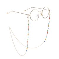 Gold-colored metal non-slip chain, with colored crystal, for glasses and masks GL849