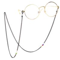 Black-colored metal non-slip chain, with colorful crystal, for glasses and masks GL092