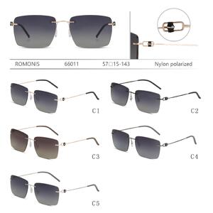 Rimless polarized metal sunglasses with nylon lenses for men Romonis R66011