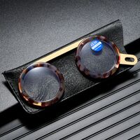 Очки-пенсне металлические для чтения 818 с защитой Blue ray cut и кожаным чехлом, диоптрии +2.50, РМЦ=62-64