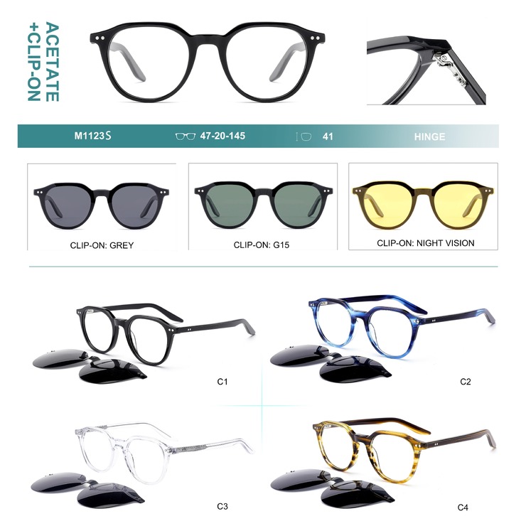 Оправа пластиковая из материала ацетат + насадка поляризационная солнцезащитная (клипон) Big City M1123S