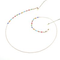 Gold-colored metal non-slip chain, with colored crystal, for glasses and masks GL849
