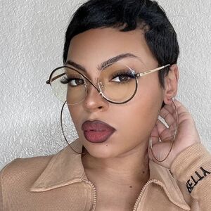 Очки металлические полуободковые женские с защитой от синего света 95929-PN