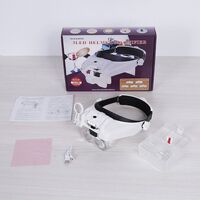 Binocular magnifier with backlight, magnifying glass with head mount 82000MC-XX, magnification: 1X, 1,5X, 2X, 2,5X, 3,5X, 8X
